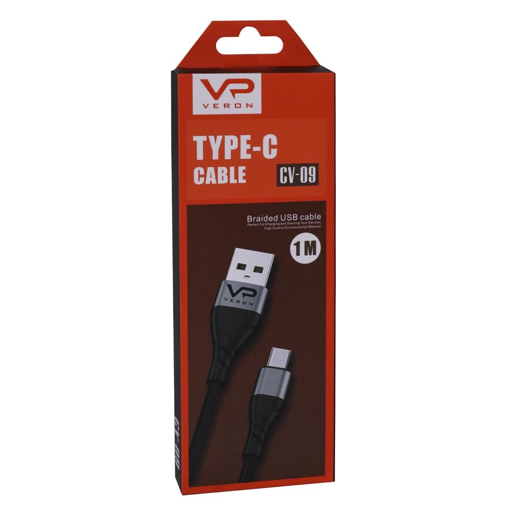 Кабель Veron Braided CV09 USB Type-C 2.4 A 1 м Чорний