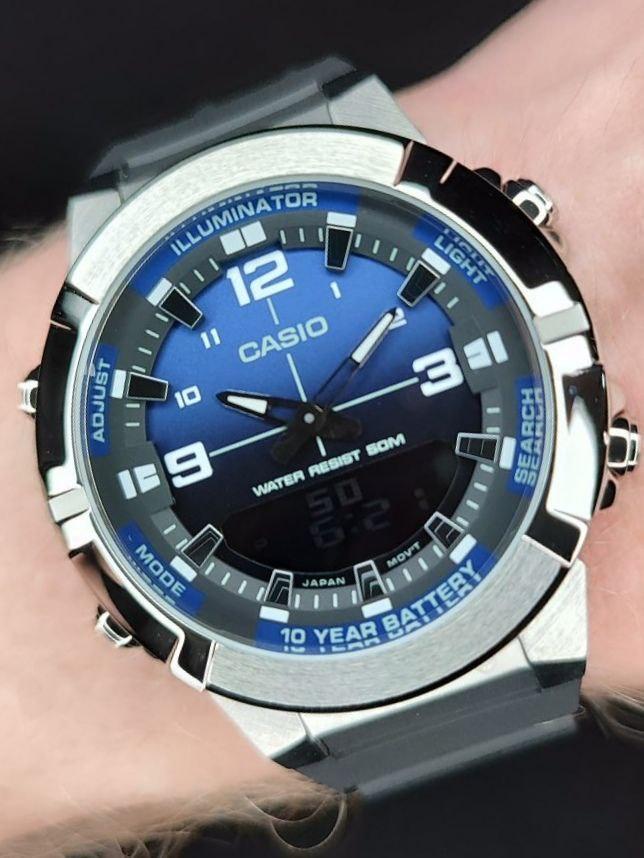 Наручные часы мужские Casio AMW-870A-2A Casio Collection со стальным корпусом/подсветкой Синий (2671204135)