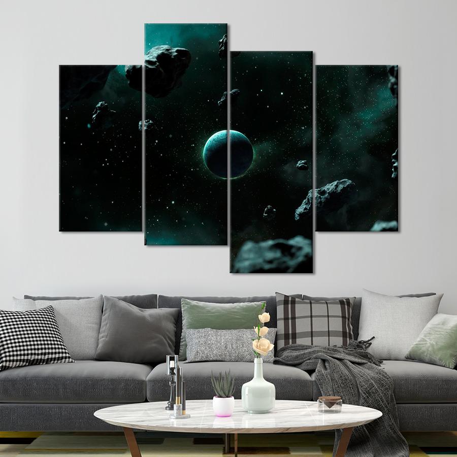 Картина космос Плутон и астероиды 129x90 см (A1288-4)