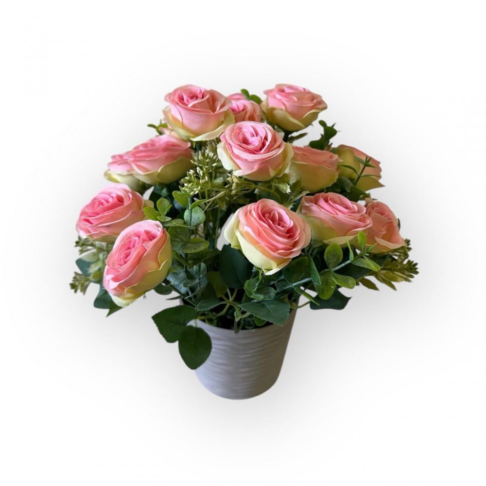 Букет троянди в кашпо ПЛАСТМАКС Рожевий (R0203) - фото 1 Букет троянди в кашпо ПЛАСТМАКС Рожевий (R0203) - фото 1