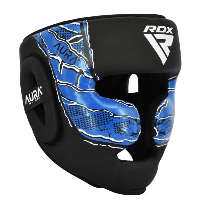 Боксерський шолом RDX F17 New Aura Head Guard S Чорно-синій (2977526452)
