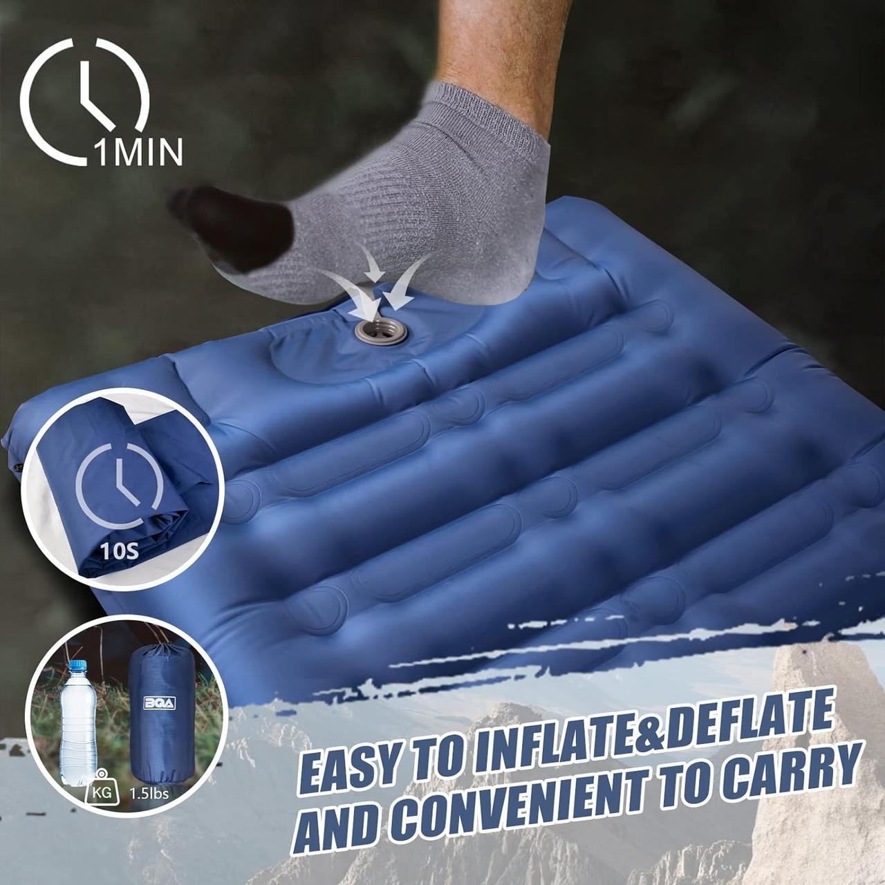 Надувний спальний килимок з подушкою та вбудованим насосом - фото 4