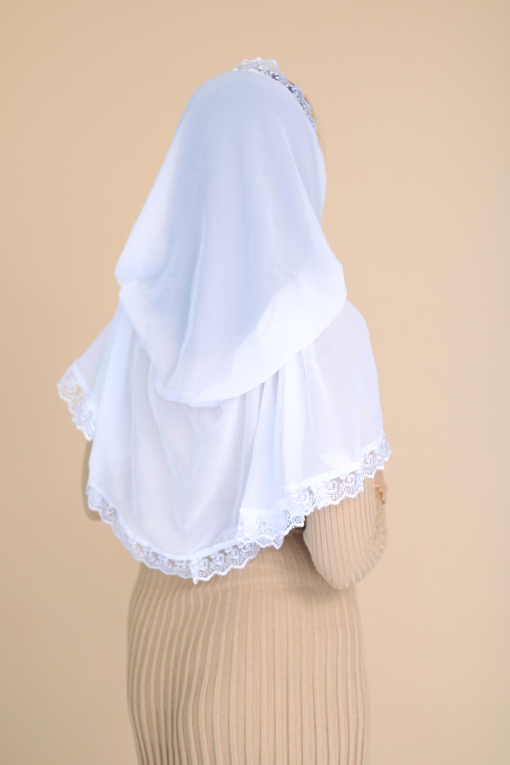 Палантин для храма на голову 80x120 см Белый (п002) - фото 4