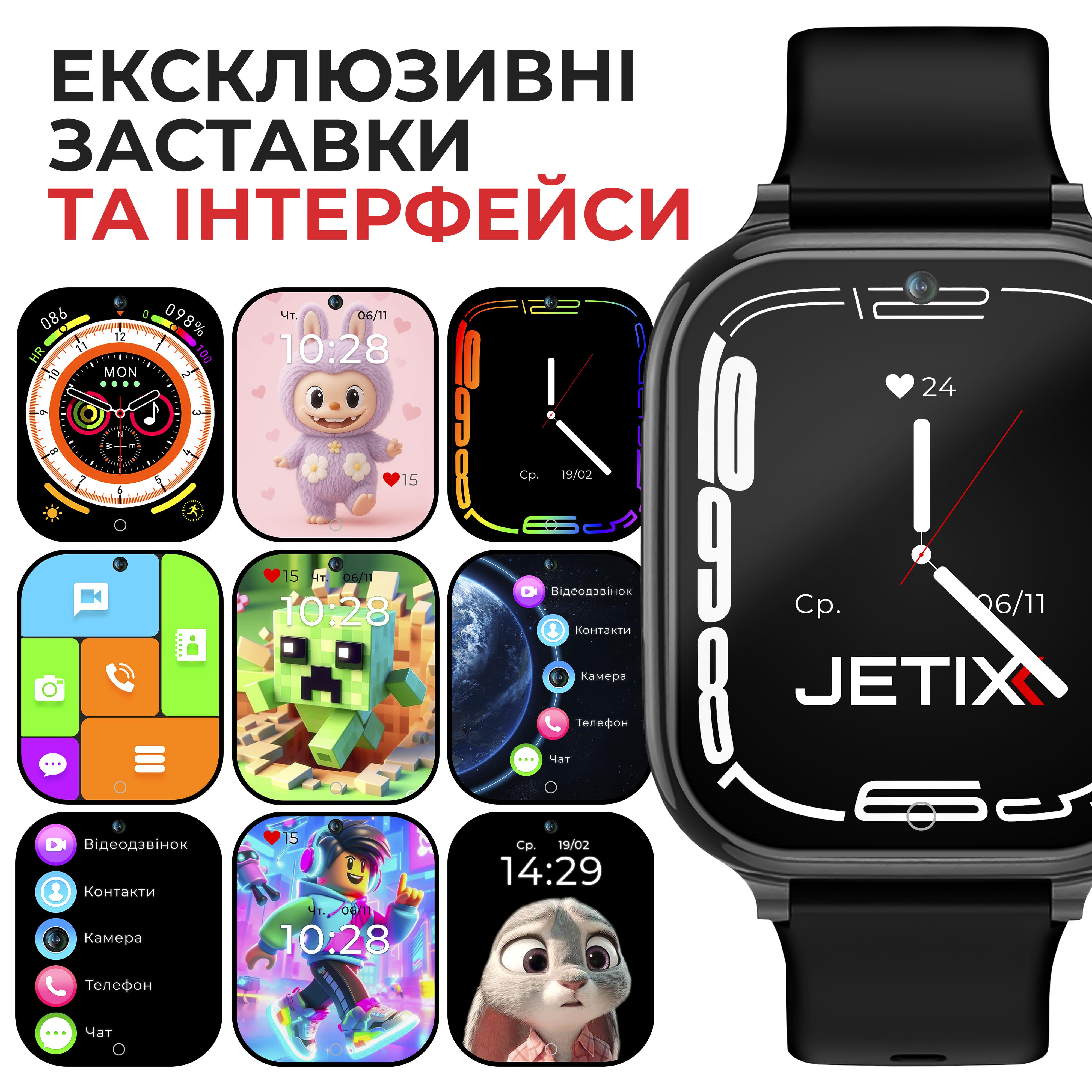 Смарт-часы детские JETIX G100 4G со сменным корпусом в комплекте Черный/Синий/Желто-синий (G100-B) - фото 5