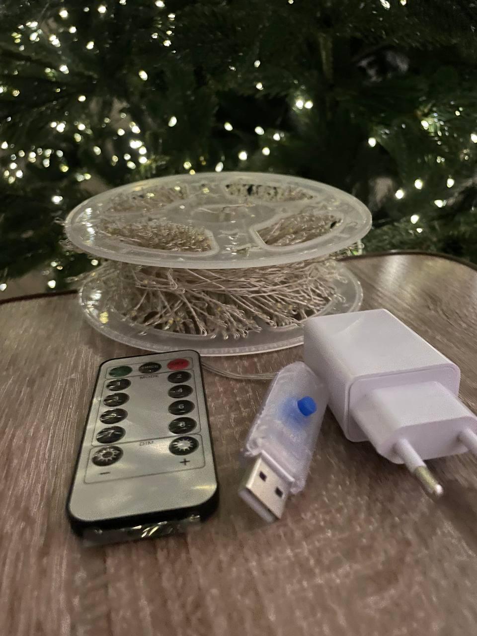 Гірлянда Роса 30 м 900 LED Білий теплий/Срібний дріт (789) - фото 5