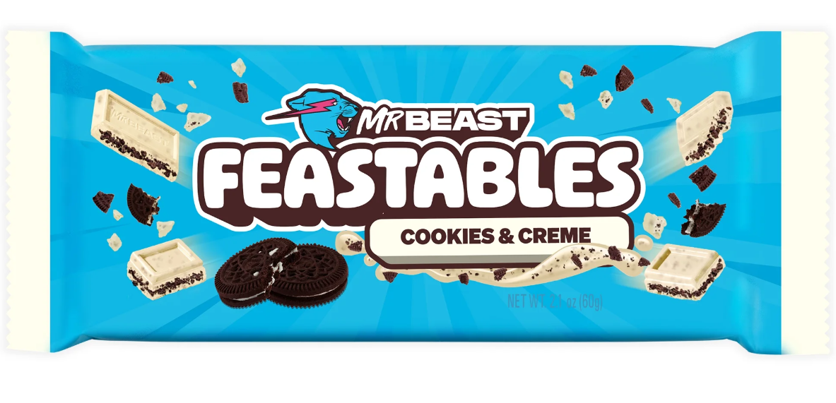 Шоколад белый Feastables Mr Beast Cookies Creme White Chocolate Bar 60 г (2453078895)