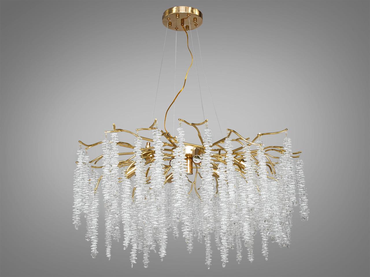 Люстра хрустальная 605-800GD-LS Глициния в холл на 10 ламп Золотой (2178305602)