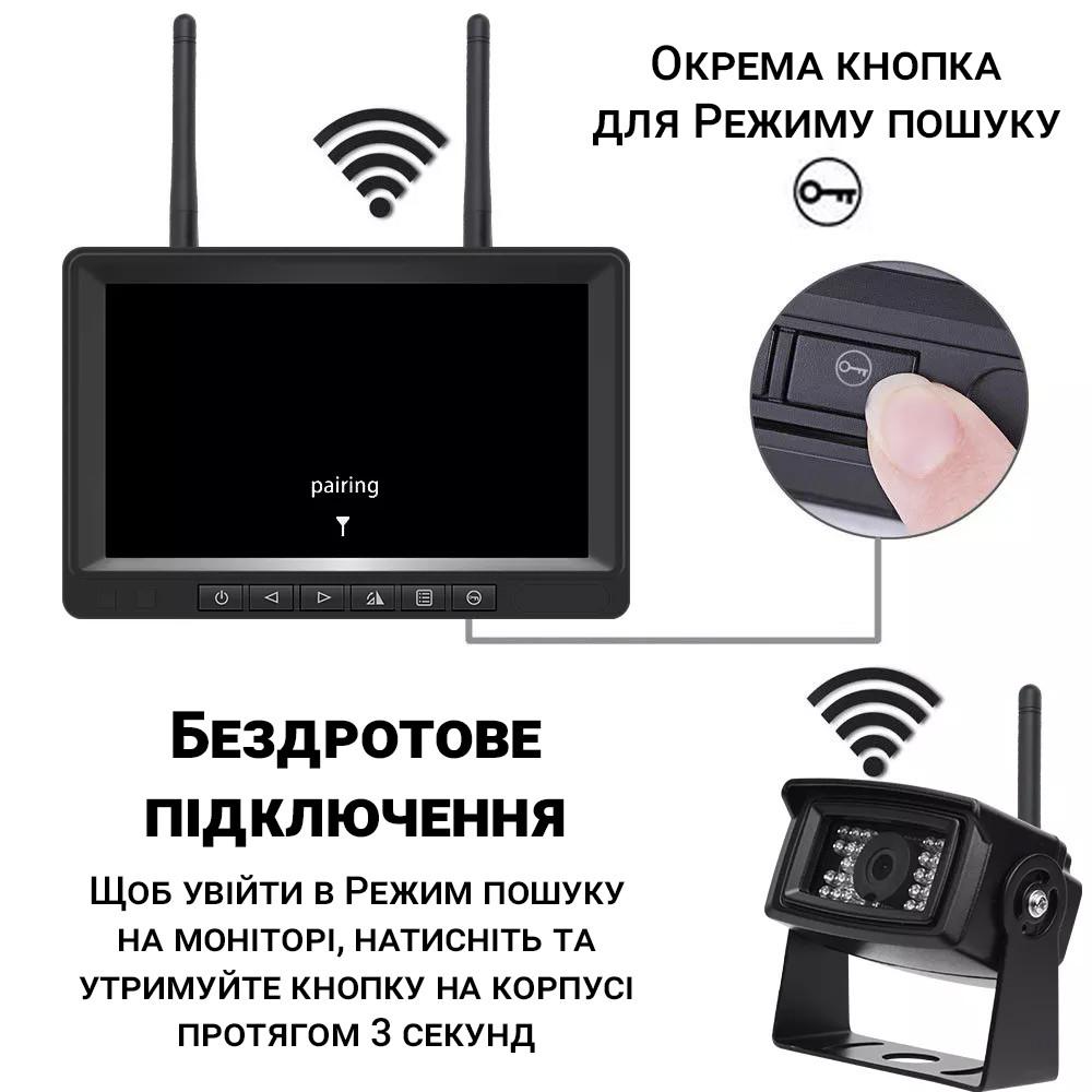 Комплекс для грузовых автомобилей парковочный Podofo K0205 беспроводная камера заднего вида с монитором 7" - фото 3