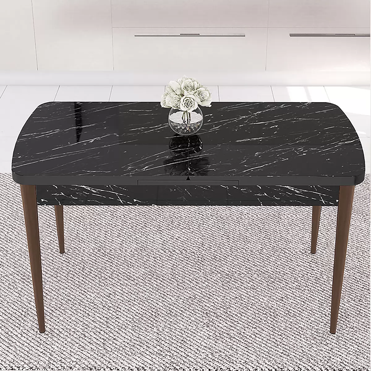 Обеденный стол для кухни Canaru 132/170 см Черный мрамор (YA96676)