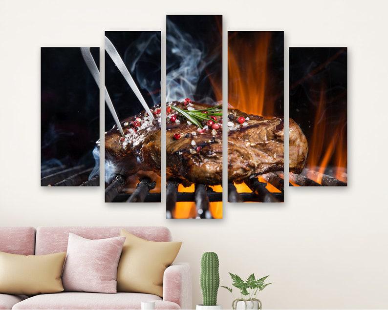 Модульная картина на холсте из пяти частей KIL Art Сочный стейк 187x119 см (M51_XL_110)