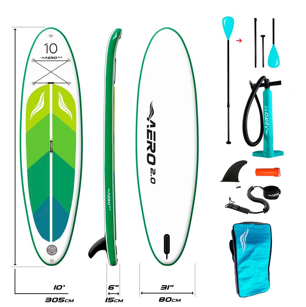 Доска SUP AERO Board 2.0 надувная 305х15х80 см 10' Green leaf - фото 2