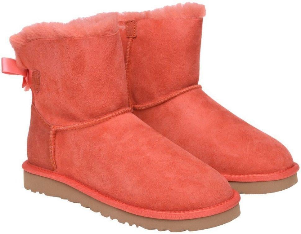 Уггі жіночі UGG Bailey Bow Mini II Vibrant Coral р. 37 Кораловий (12176)