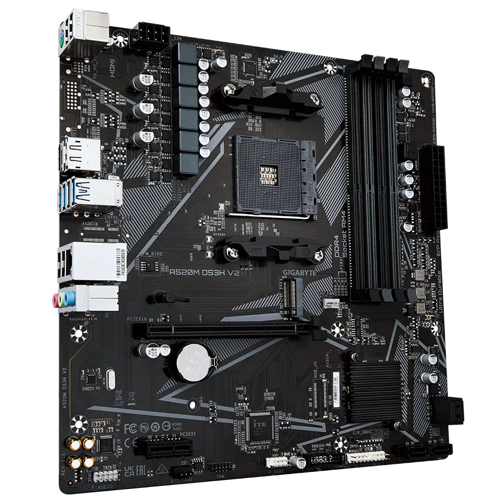 Материнська плата Gigabyte A520M DS3H V2 AM4 A520 MicroATX HDMI/DP Ryzen 3000-5000 (583079)