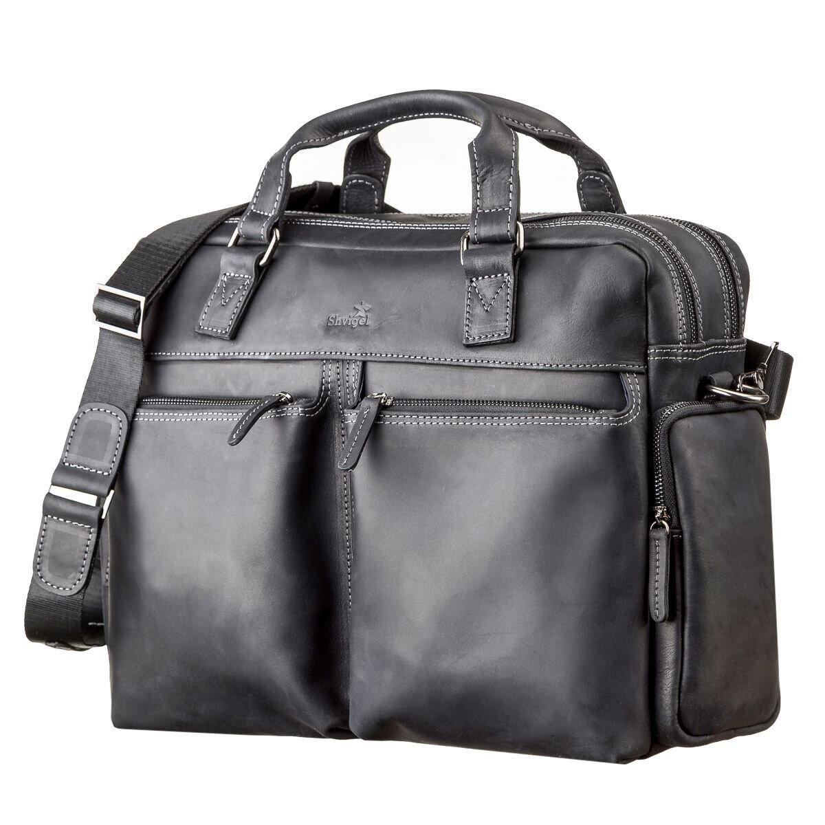 Сумка мужская SHVIGEL 11117 кожаная Черный (2533670607)