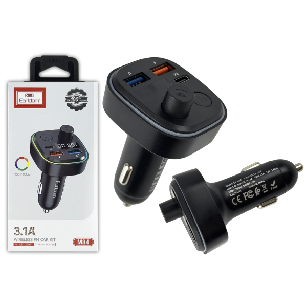 Ресивер BT Earldom ET-M72 RGB 3.1A PD Bluetooth Audio USB (ET-M84) - фото 3