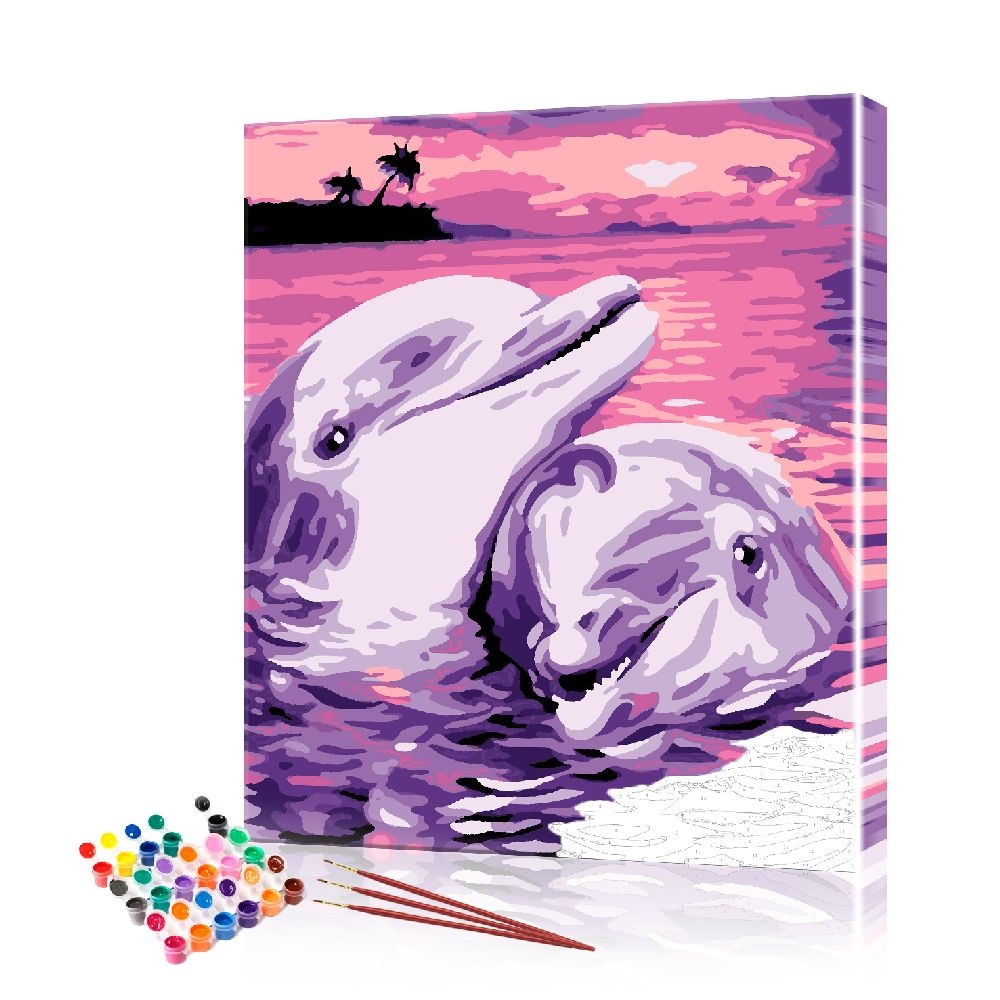 Картина по номерам ArtSale Пара дельфинов PBN0713 40х50 см