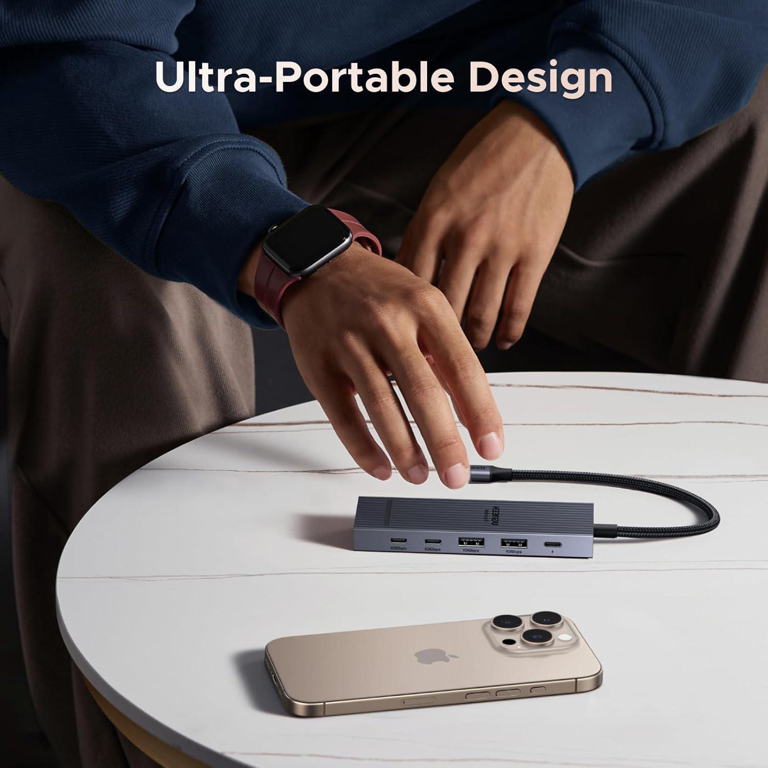 USB-хаб UGREEN 2хUSB-C 3.2 2хUSB-A 3.2 10 Гбіт/с HDMI 4K 60 Гц PD 100 Вт Сірий (45363) - фото 10