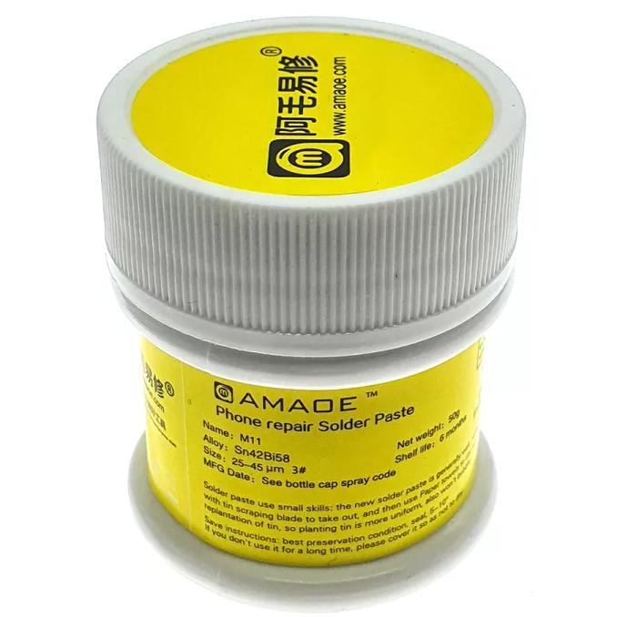 Паяльная паста BGA Amaoe M11 138℃/Sn42Bi58 50 г в пластиковой емкости (ART-15722)