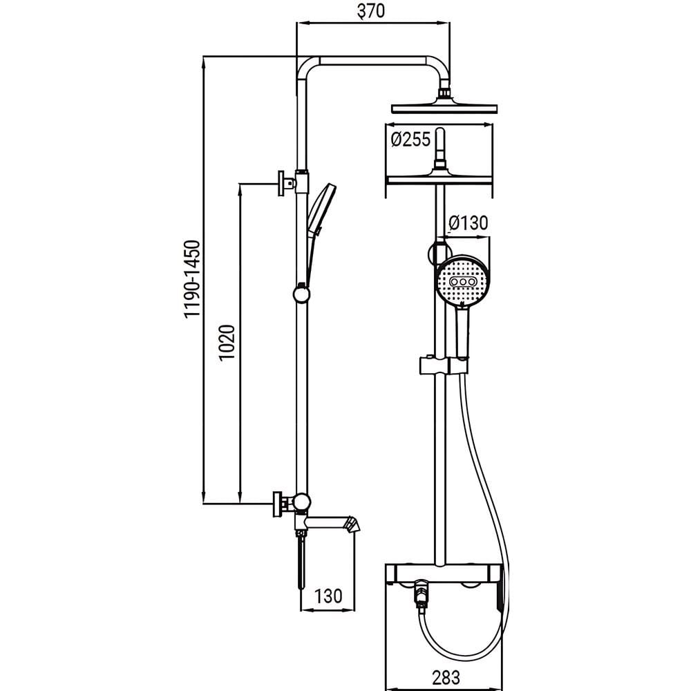 Душевая колонна со смесителем Koer KB-56029-12 3 функции Матовое Золотой (KR5503) - фото 2