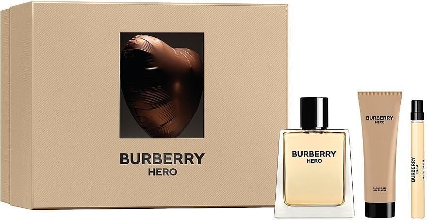 Подарочный набор для мужчин Burberry Hero туалетная вода 100 мл/мини 10 мл/гель для душа 75 мл (402677)