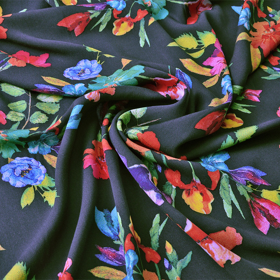 Ткань штапель твил IDEIA V-7/2 Ирисы 1,5 м Черный (2200004104430)