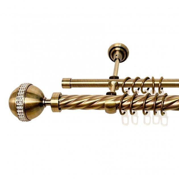 Карниз для штор Orvit Авея крученая двухрядный 25/16 мм 200 см Антик (000-6954)