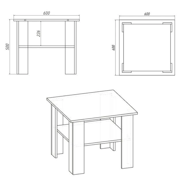 Стіл журнальний мадрид Компаніт 60х50х60 см Німфея альба - фото 2 Стіл журнальний мадрид Компаніт 60х50х60 см Німфея альба - фото 2