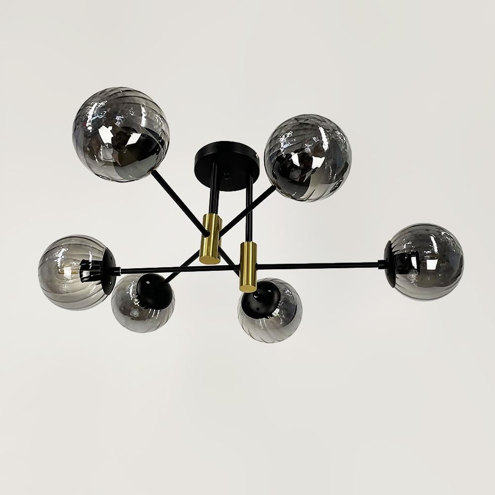 Люстра стельова Lighthouse LF-17376/6 TBS/BK/GR Чорний/Латунь/Графітовий 