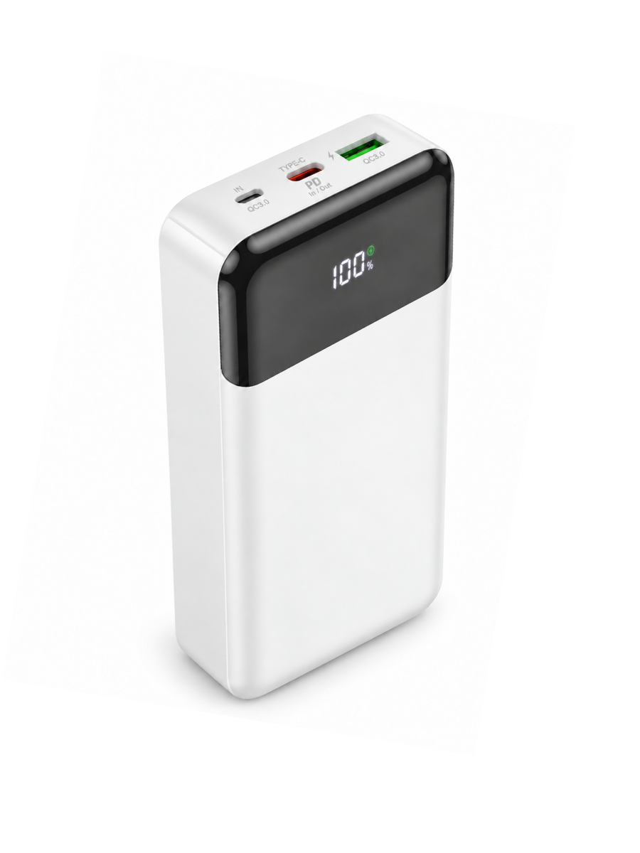 Универсальная мобильная батарея 20000 mAh с быстрой зарядкой PD 20W и QC 3.0 для смартфонов Белый (37261521)