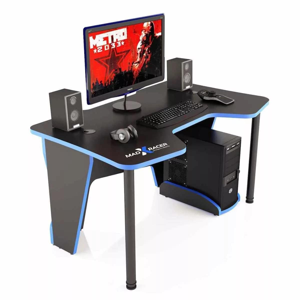 Стіл геймерський CNC Mebli Comfort GT12 1200 мм Black/Blue