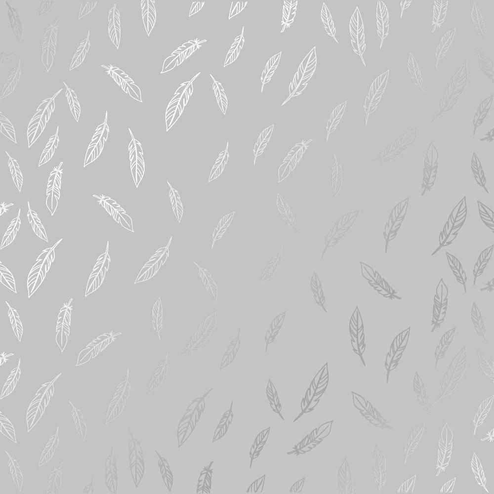 Лист паперу односторонній Silver Feather із срібним тисненням 30,5х30,5 Gray
