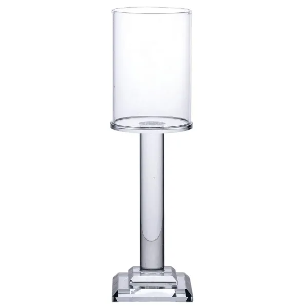 Подсвечник декоративный Cylinder стеклянный на квадратной основе 23 см Прозрачный