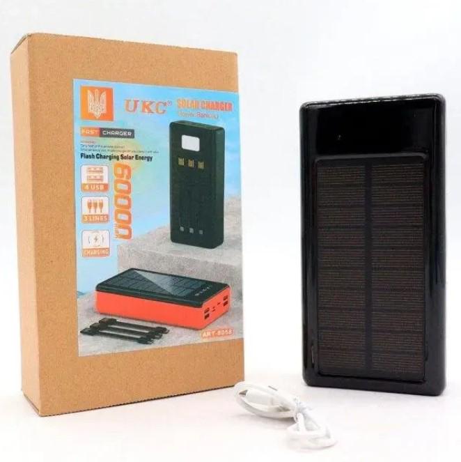 Повербанк UKC 8058 Solar Charger із сонячною панеллю/кабелями та ліхтариком 60000 mAh (18737415) - фото 5