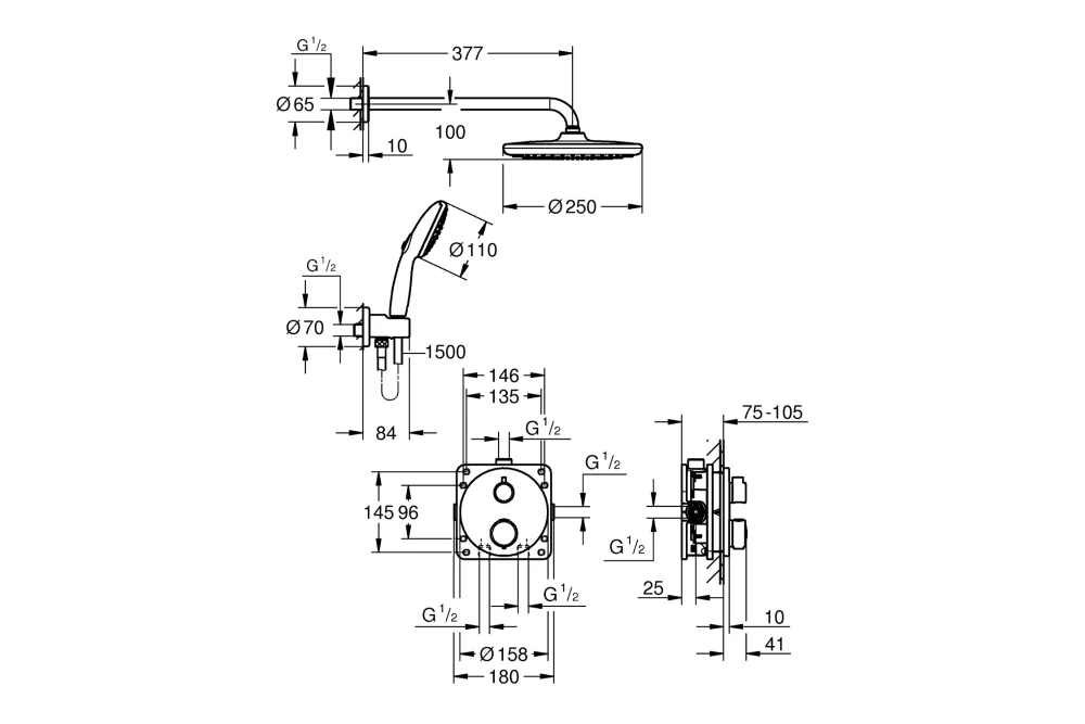 Душова система Grohe QuickFix Precision Grohtherm 34883000 (22819702) - фото 2 Душова система Grohe QuickFix Precision Grohtherm 34883000 (22819702) - фото 2