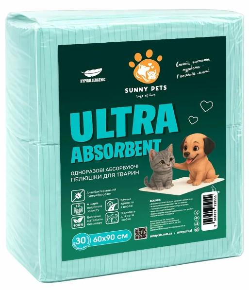 Пелюшки для тварин SunnyPets Ultra Absorbent 60х90 см 30 шт. (00-00036209)