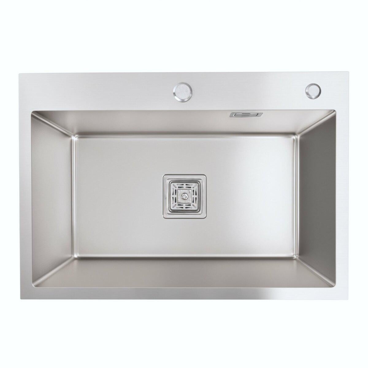 Мойка для кухни Platinum Handmade HSB квадратный сифон 650х450х230 мм Нержавеющая сталь (SP000037020)