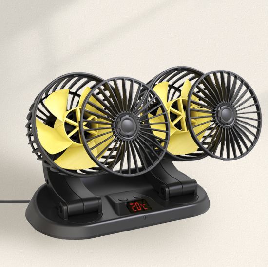 Вентилятор автомобільний від прикурювача 12-24v подвійний з регулюванням швидкості та термометром (2375970930) - фото 10
