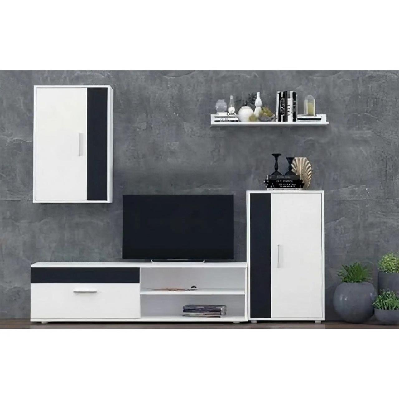 Стенка для гостиной модульная Гербор Мини Барато Нимфея альба/Черный (GRB-1916)