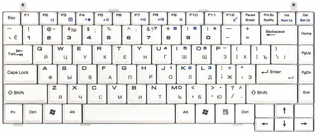 Клавиатура для ноутбука MSI S420 White Клавиатура для ноутбука MSI S420 White