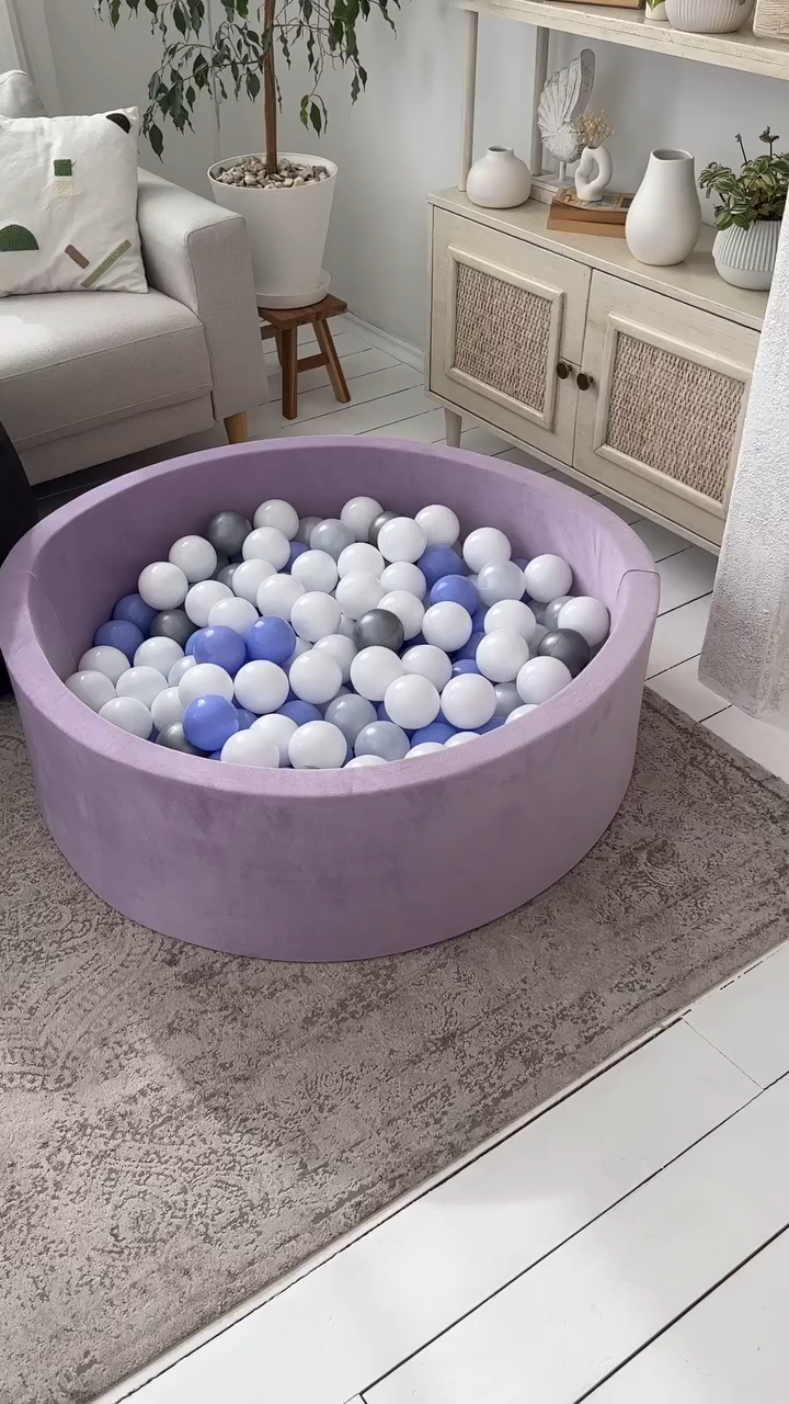 Бассейн сухой для детей 100х40 см Лиловый с шариками 200 шт. и корзина h50 см d40 см комплект