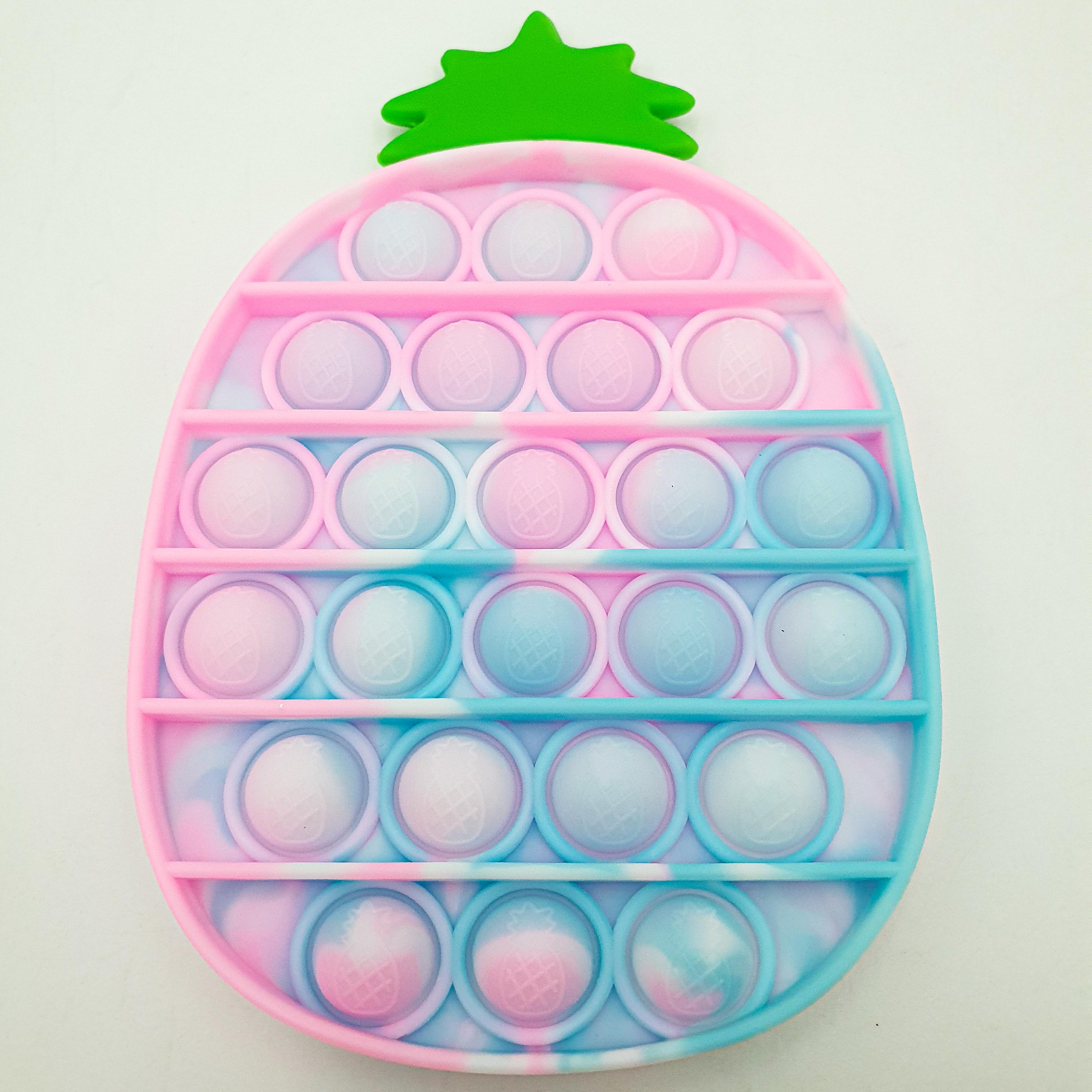Сенсорная игрушка антистресс силиконовая бесконечная пупырка поп ит плотный UKC Pop It Fidget ананас голубой/розовый