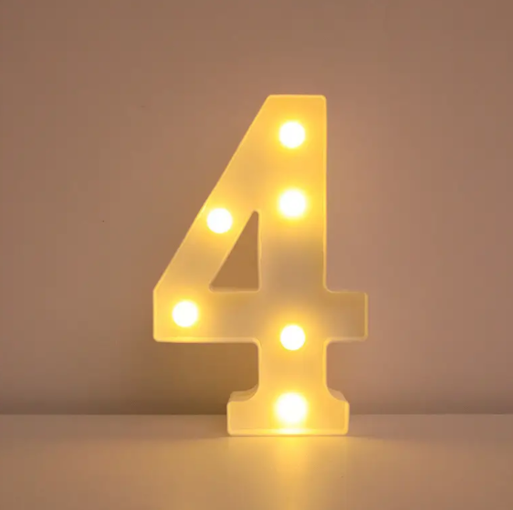 Цифра об'ємна 4 Led декоративна маленька 21x15 см Білий (1899/4) Цифра об'ємна 4 Led декоративна маленька 21x15 см Білий (1899/4)