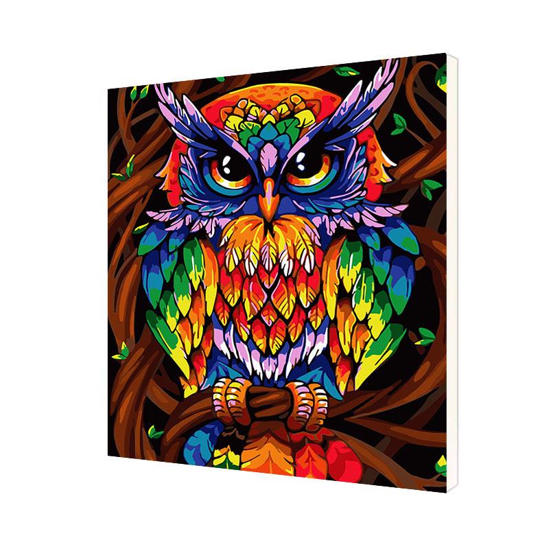 Картина по номерам Lesko DIY 19PBN22015 "Радужная сова"