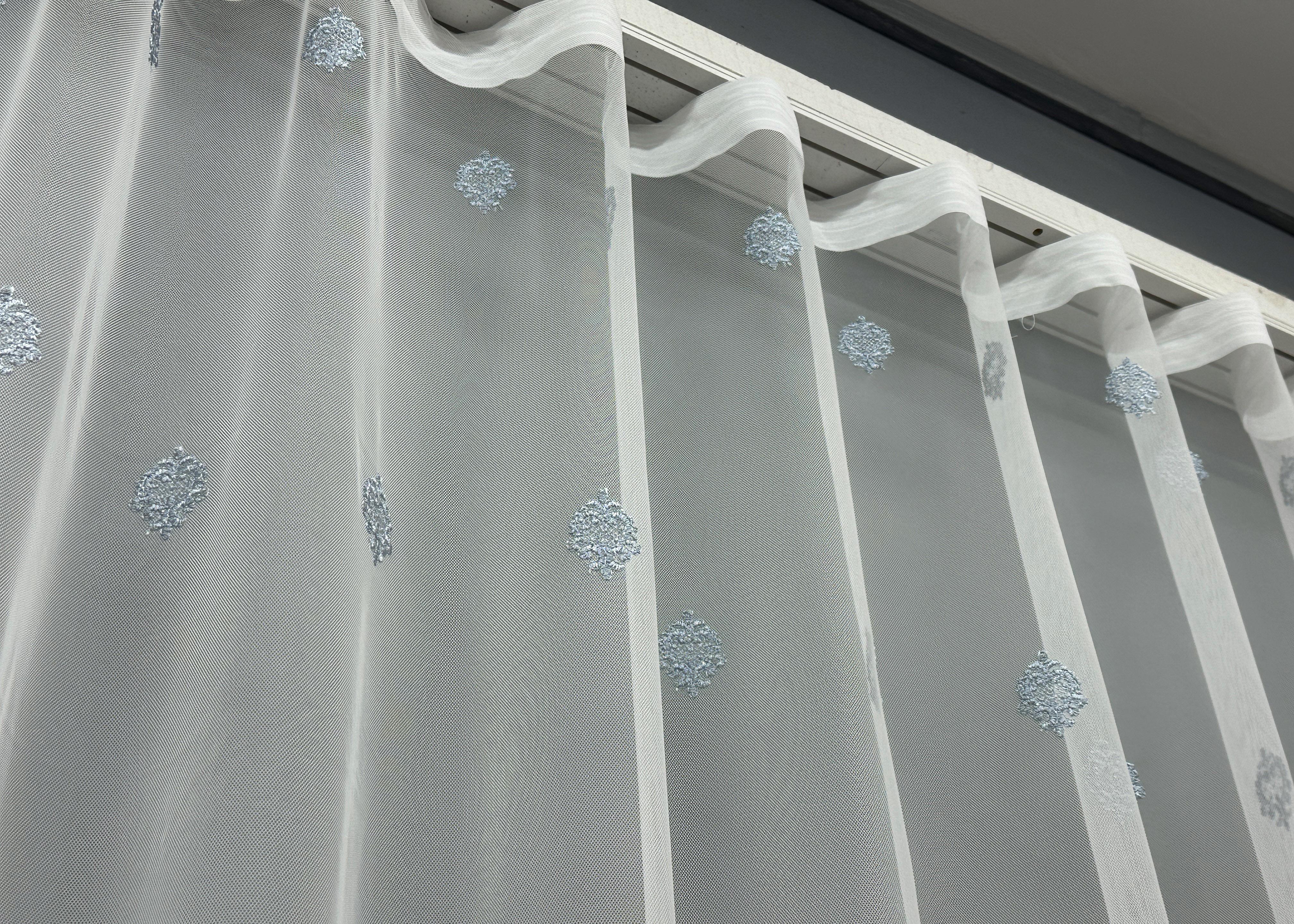Тюль VR-Textil 1657т Грек-сітка з вишивкою та люрексом 300х270 см Молочний/Сіро-блакитний (42-0661) - фото 10