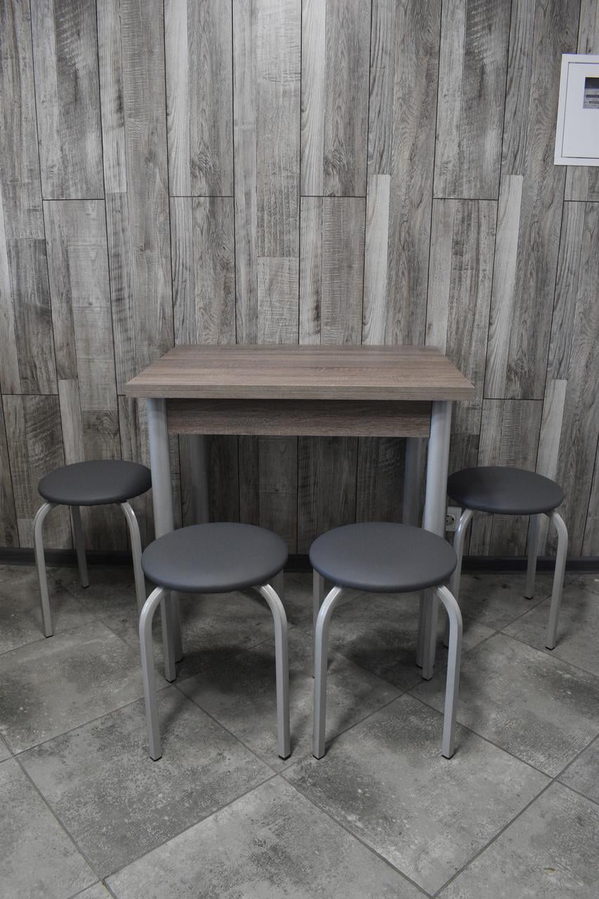 Кухонний комплект Оскар стіл розкладний/табурети 4 шт. Стандарт 60х80/80х120х75 см Трюфель/Сірий (28374900)