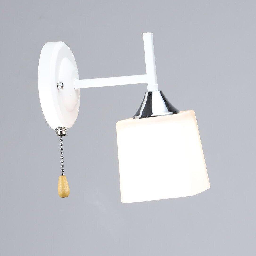 Бра Sirius з квадратним плафоном під лампу Е27 Білий/Хром (B N6646/1W WT+CR)