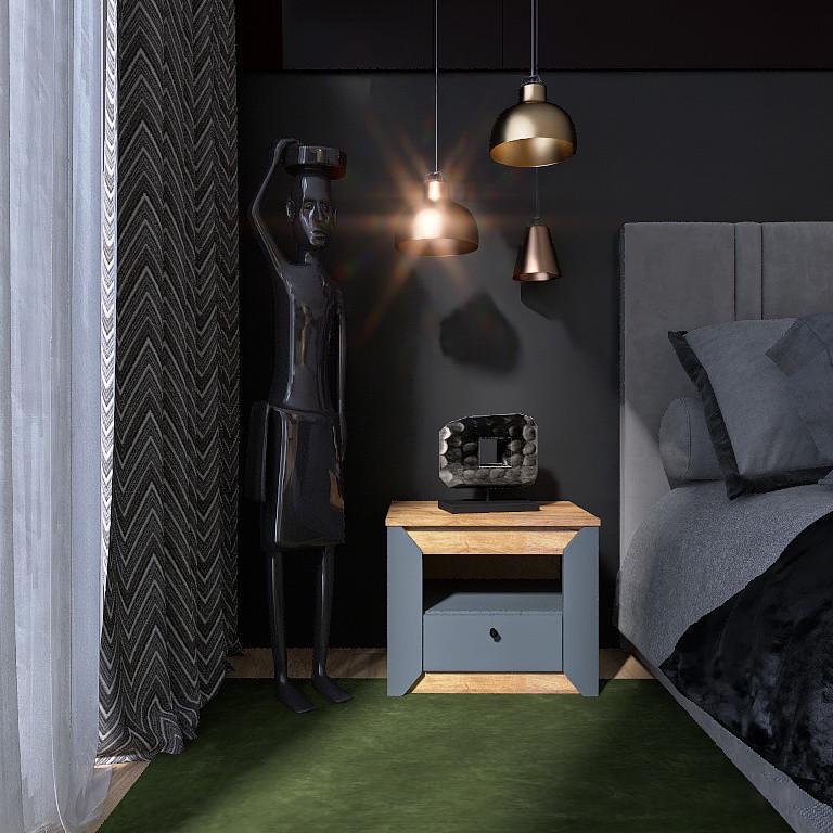 Тумба прикроватная Эверест Нордик-500 Дуб крафт золотой/Графитовый (е-20669)