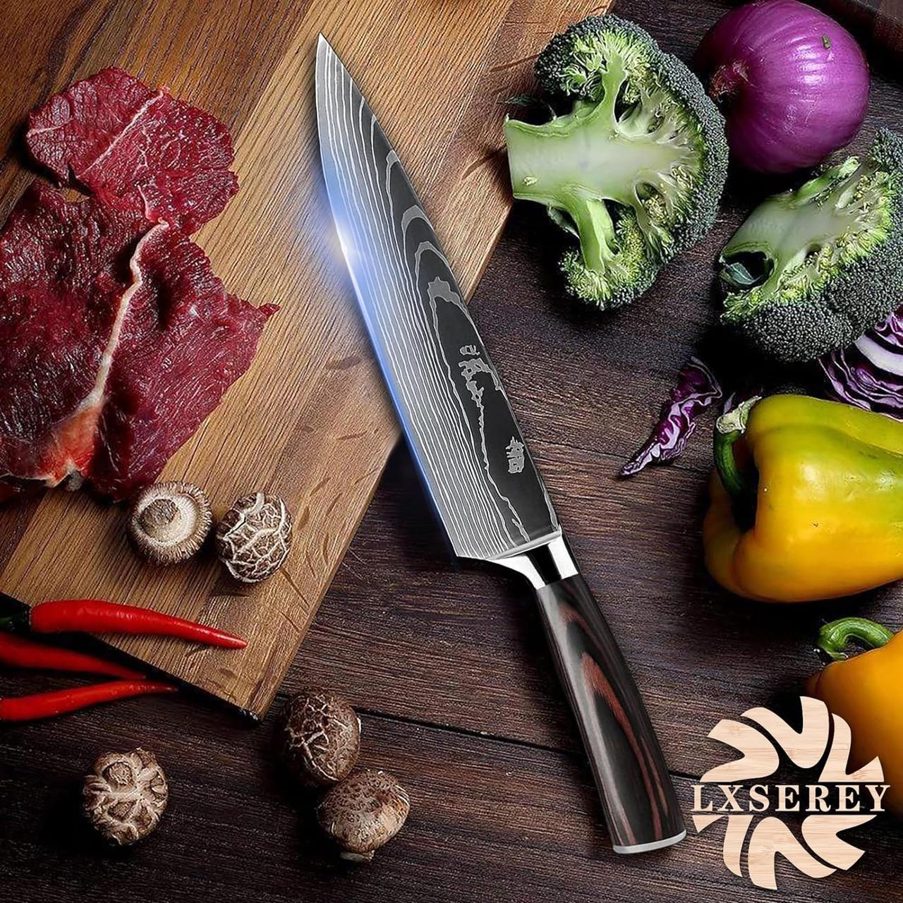 Набор ножей LXSEREY с кухонным блоком и магнитный держатель с эргономичной ручкой 7 пр. - фото 7
