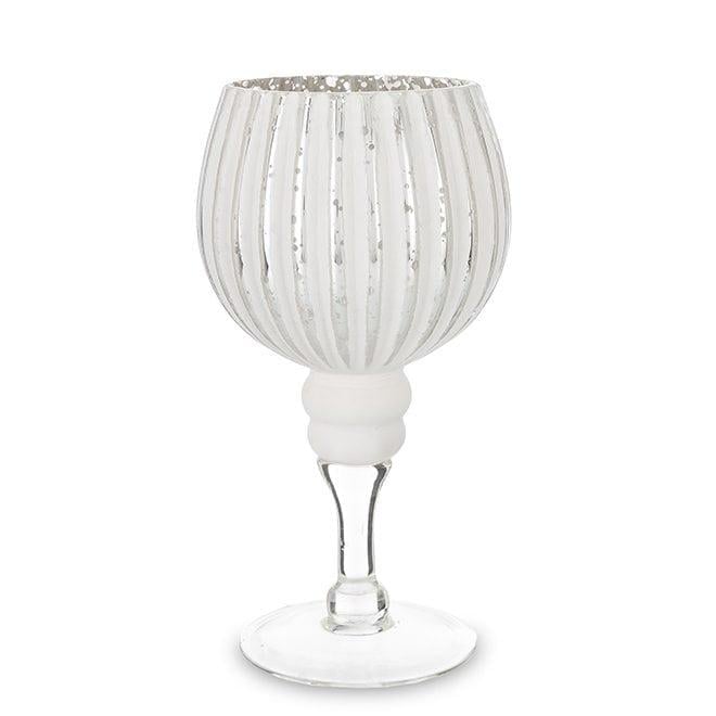 Подсвечник стеклянный Flora 20 см Бело-серебряный (34510)