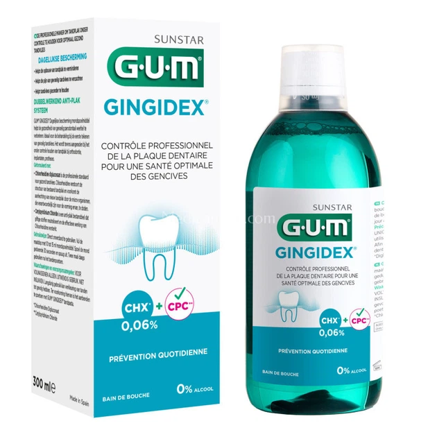 Ополаскиватель для полости рта защита зубов и десен GUM Gingidex Daily Prevention Mouthwash 0,06% хлоргексидина/СРС ГУМ 300 мл